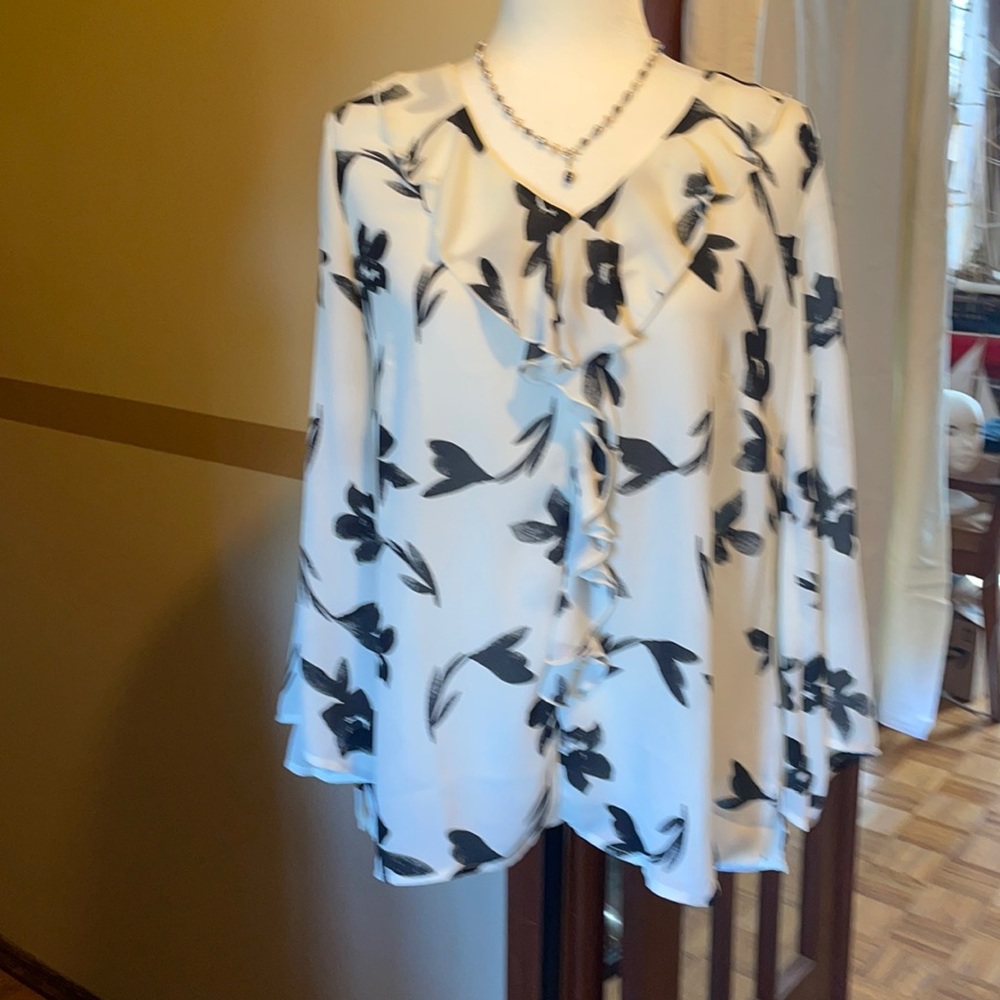 Nwot, Beautiful ruffle front blouse.